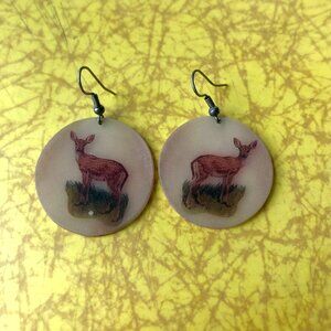 Vintage Deer Token Earrings